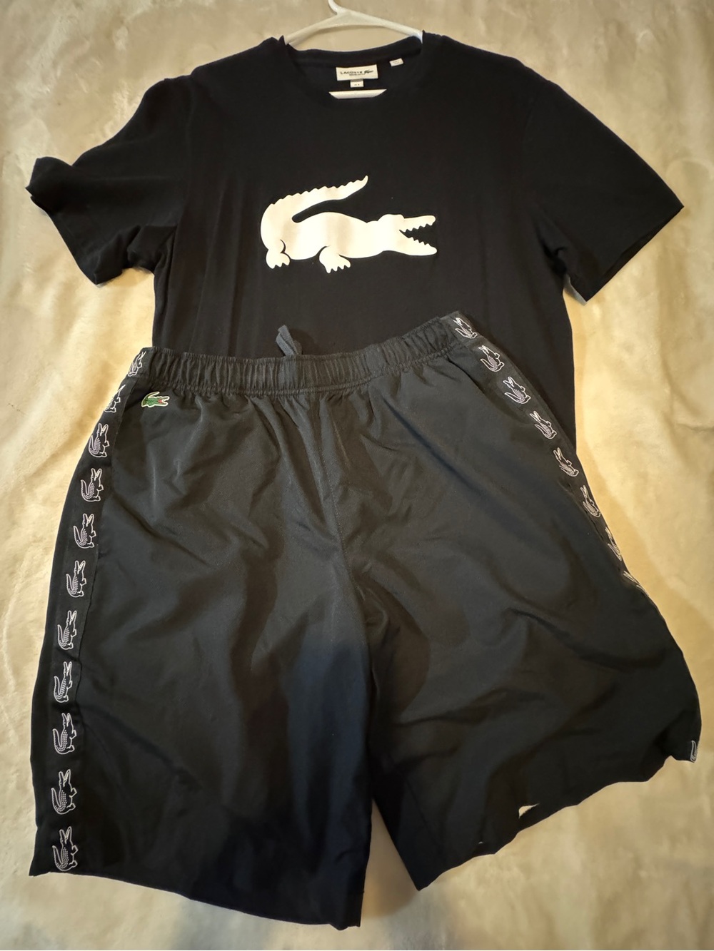 Lacoste Black Men's Athletic Shorts with Logo Tape